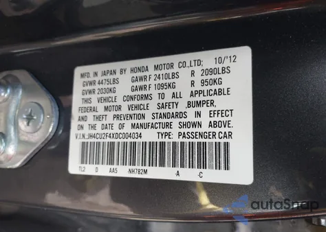 2013 Acura Tsx 2.4 from USA, damaged, VIN JH4CU2F4XDC004034